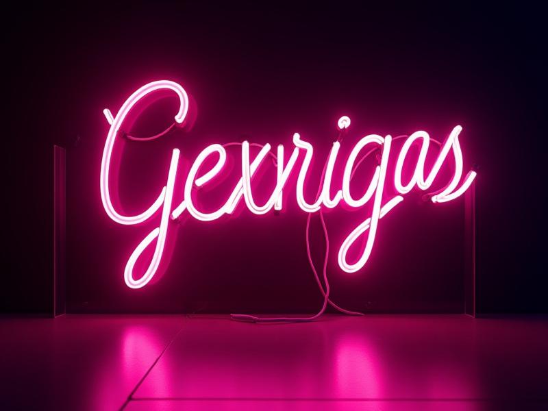 Intricate, multi-color hand bent glass neon sign glowing in a dark setting, showcasing complex craftsmanship.